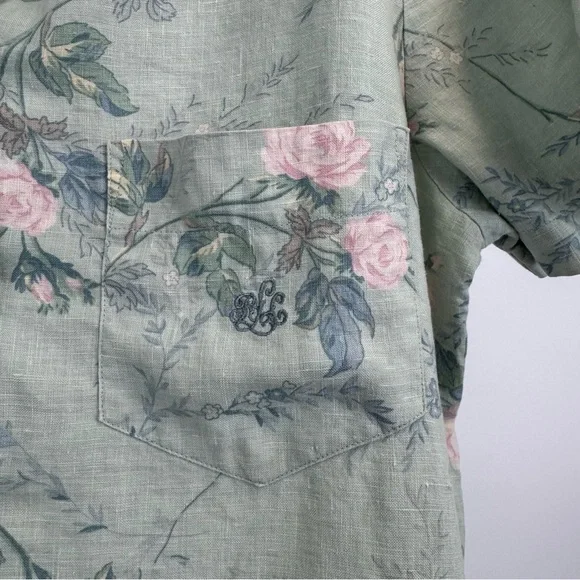 Lauren Ralph Lauren Mint Green Floral Tropical Linen Top Women’s Size Small - Picture 4 of 14